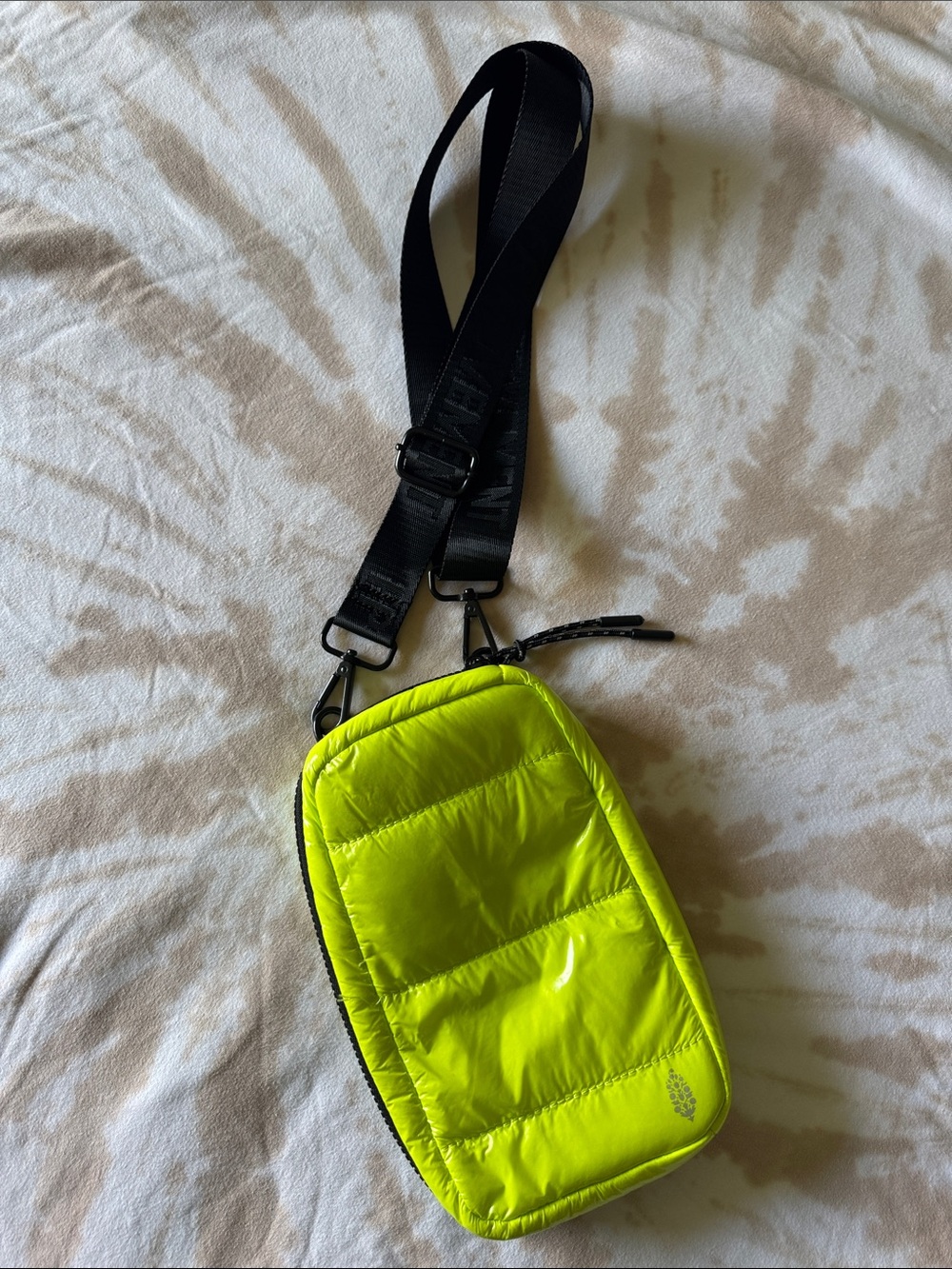 Free People Quilted Carryall Puffer Crossbody Bag Neon Lime/Chartreuse
